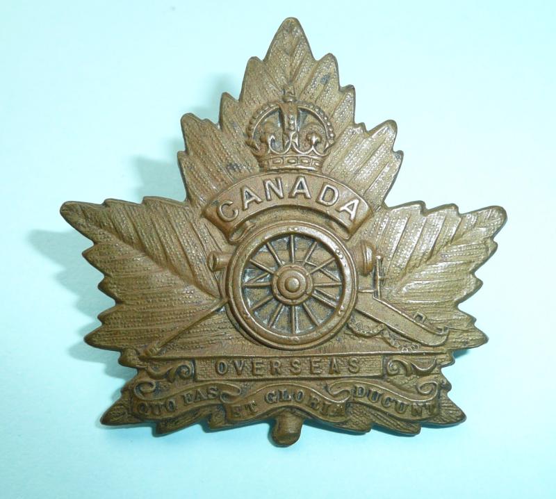 WW1 Canadian Artillery Cap Badge on Maple Leaf