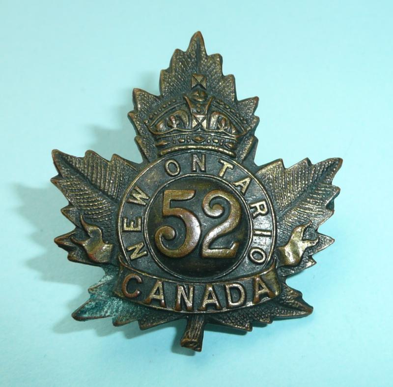 WW1 Canada - 52nd (New Ontario) Battalion CEF Canadian Expeditionary Force Officer's Cap Badge - Dingwall