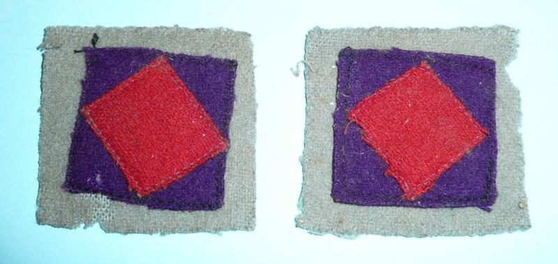 WW2 Australian Army Matched Pair of Felt Cloth Flashes Battalion Designation Patches Formation Signs - Forestry Companies