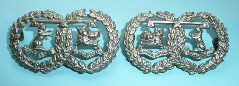 Argyll & Sutherland Highlanders ( A&SH ) White Metal Facing Collar Badges