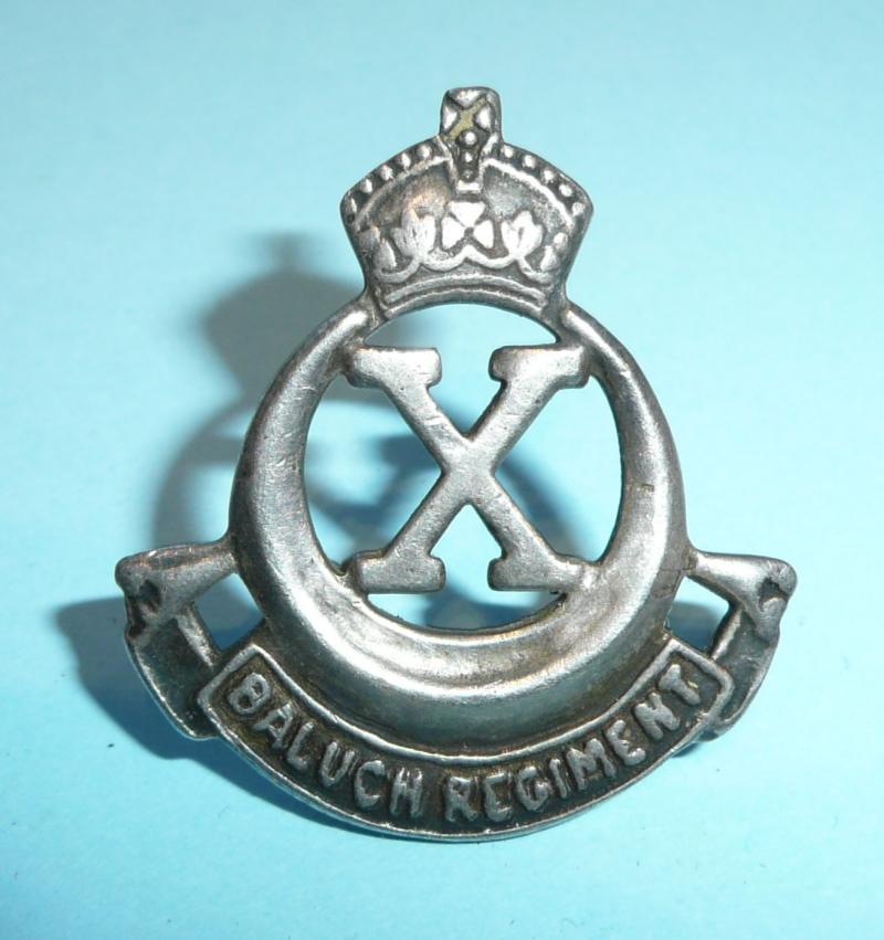 Indian Army - 10th Baluch Officers Silver Headdress Cap Badge
