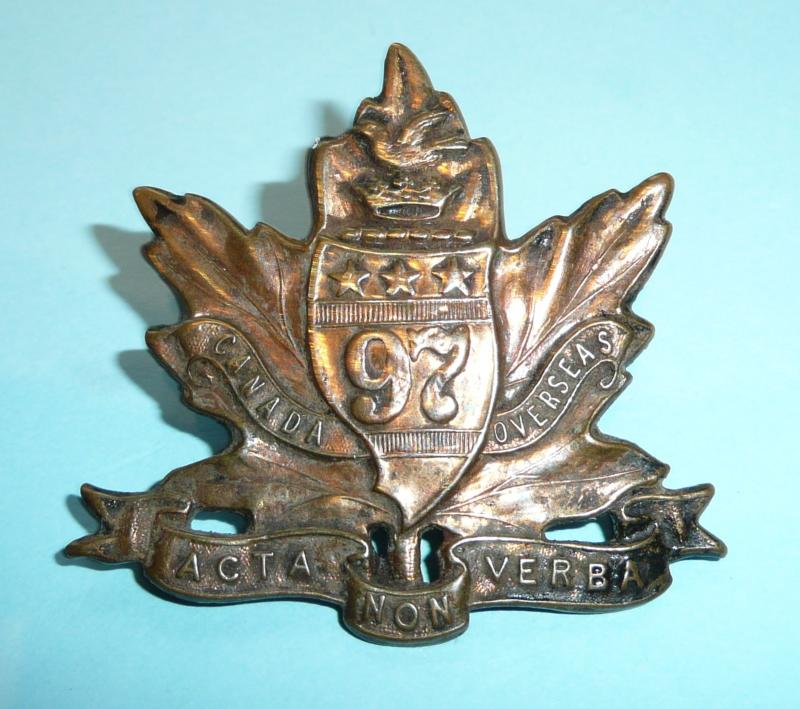 WW1 Canada - 97th Toronto Americans Ontario Battalion CEF Canadian Expeditionary Force Cap Badge