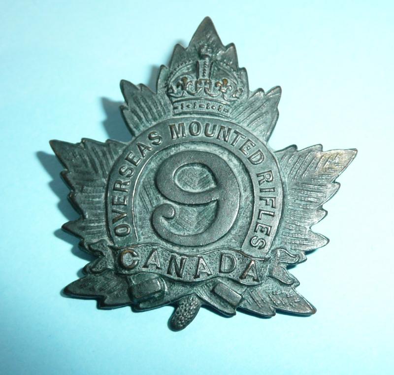 WW1 Canada - 9th Lloydminster Mounted Rifles (Saskatchewan) Canadian Expeditionary Force (CEF) Cap Badge