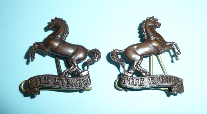 WW1 Era King's (Liverpool Regiment) OSD Matched and Facing Collar Badges - Gaunt
