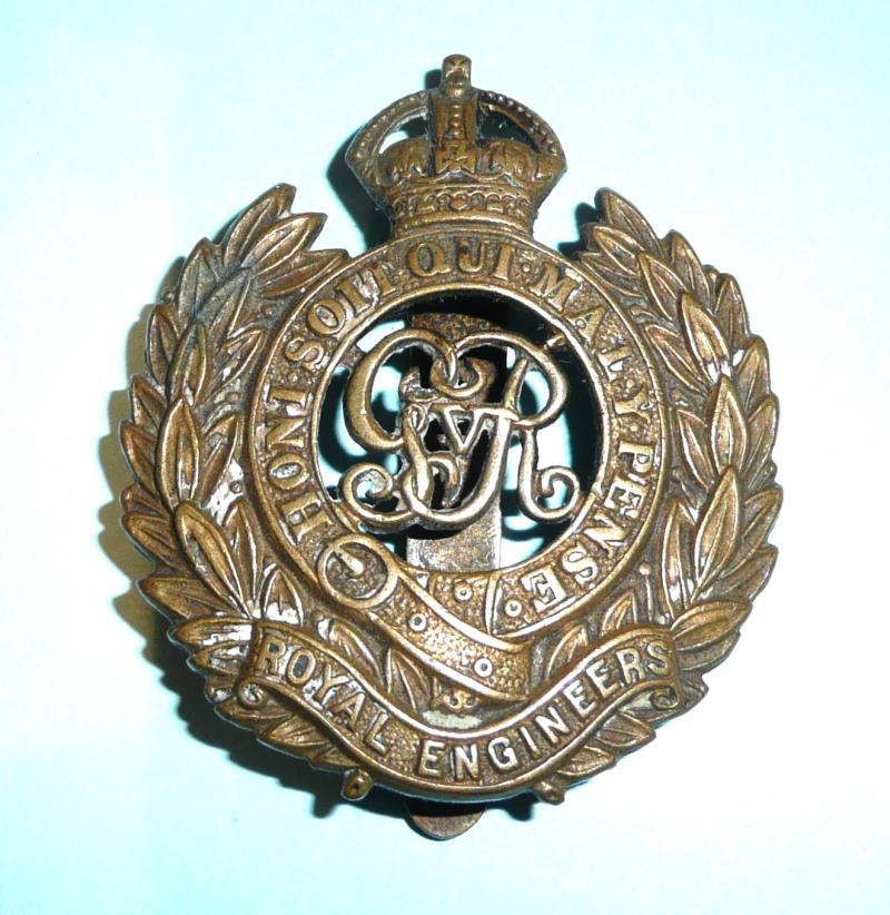 WW1 GV Royal Engineers Other Ranks Brass Cap Badge