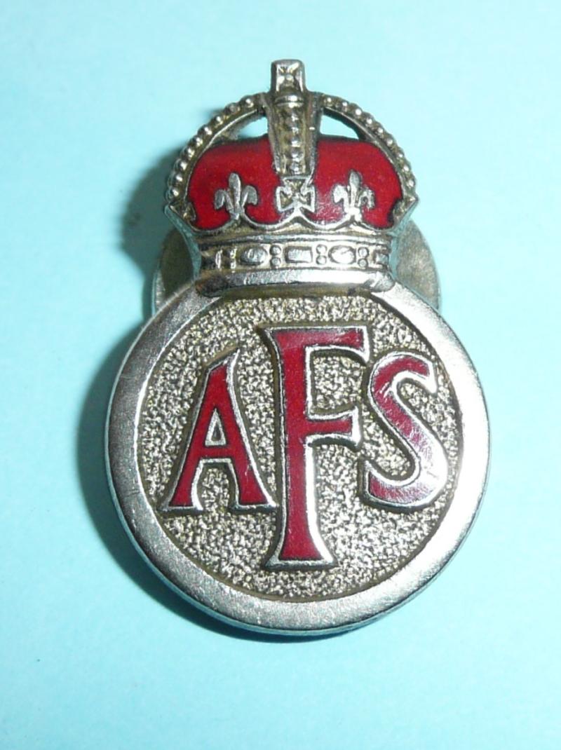 WW2 Auxiliary Fire Service AFS officially numbered lapel badge H.W.Miller