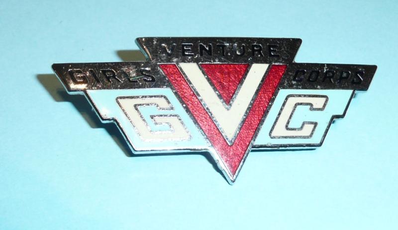 Girls Venture Corps Chrome and Enamel Pin Cap / Breast  Brooch Badge