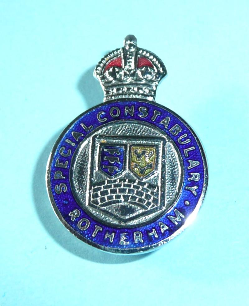 WW2 Rotherham Special Constable Constabulary Police Chrome & Enamel Lapel Buttonhole Mufti Badge