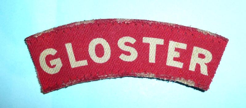 GLOSTER - WW2 Printed Title - The Gloucestershire Regiment, White on Scarlet