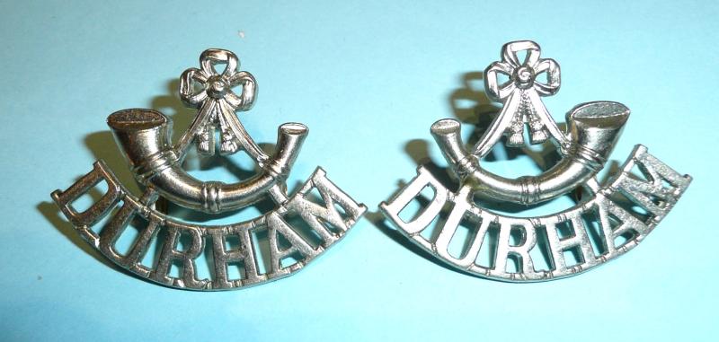 Durham Light Infantry (DLI) Pair of White Metal Other Ranks Shoulder Titles