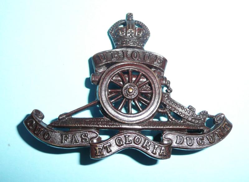 Royal Artillery Officer’s OSD Bronze Cap Badge, King’s Crown - Blades