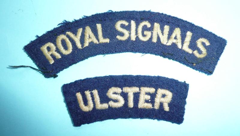 Cold War Northern Ireland Territorial Army Royal Signals  / Ulster Matching Embroidered Shoulder Title Combination