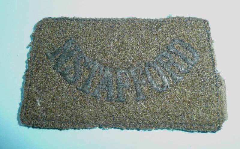 WW2 North Staffordshire Regiment Woven Black on Khaki Slip-on Shoulder Title Slide