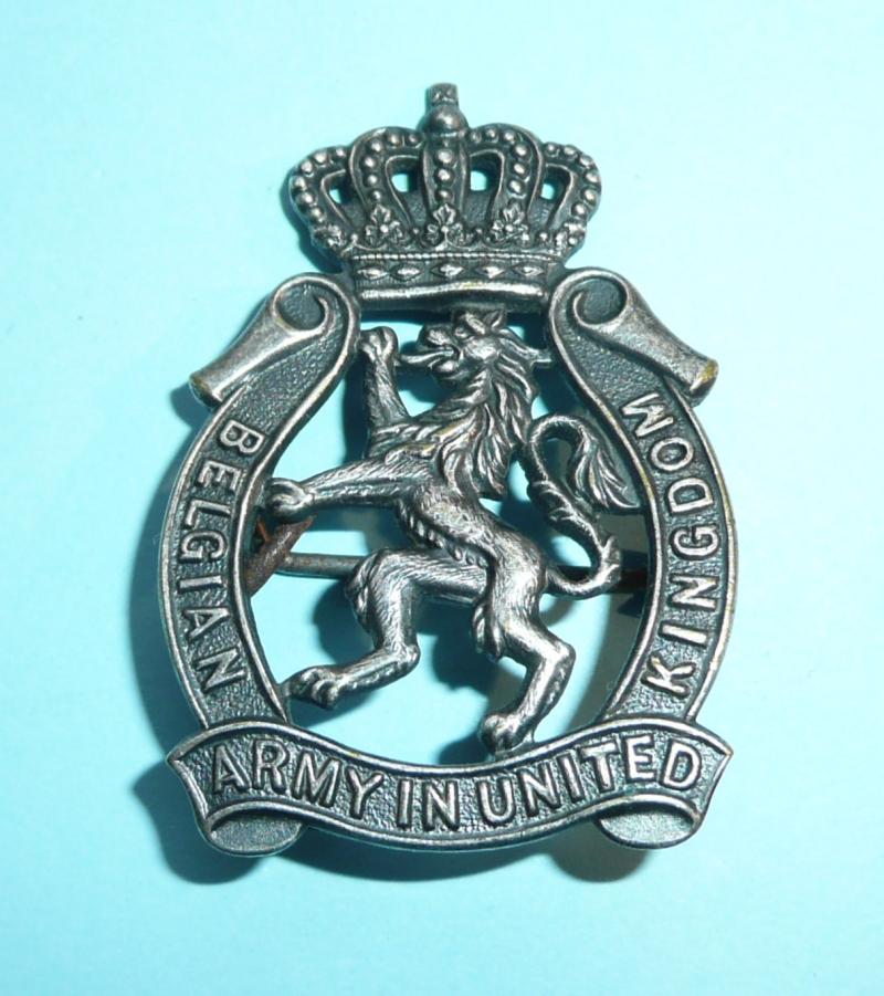 WW2 Belgian Free Forces Army in United Kingdom White Metal Breast Pin Badge
