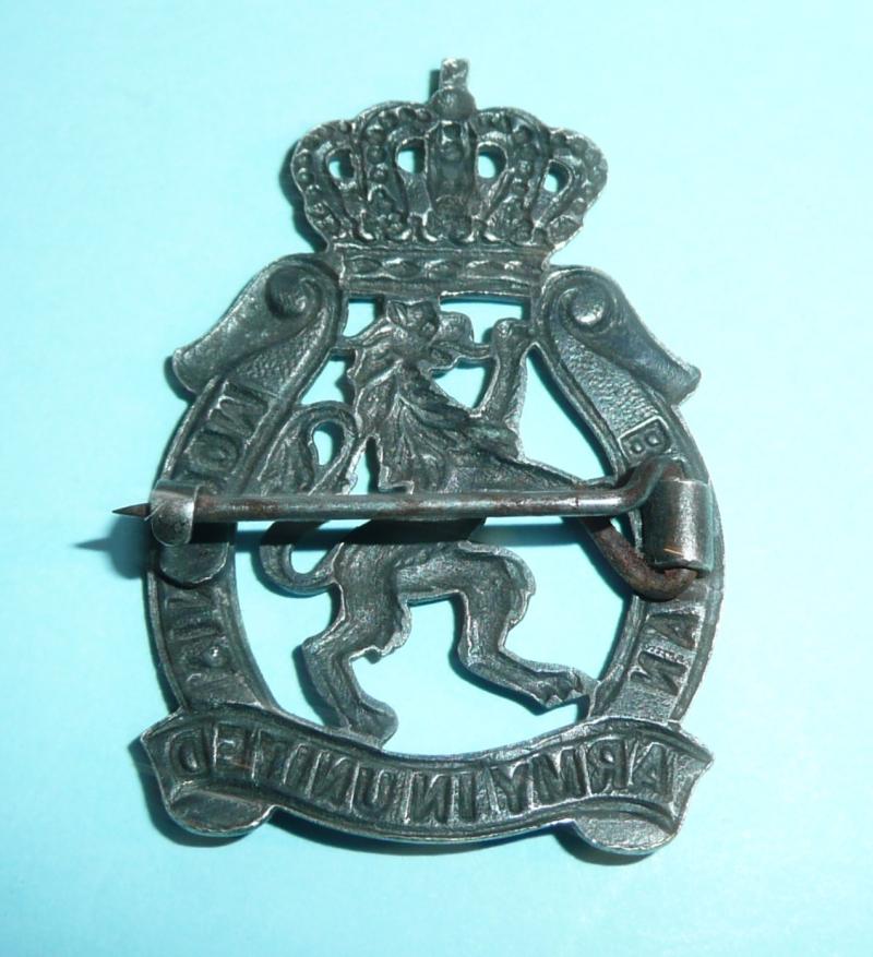 WW2 Belgian Free Forces Army in United Kingdom White Metal Breast Pin Badge