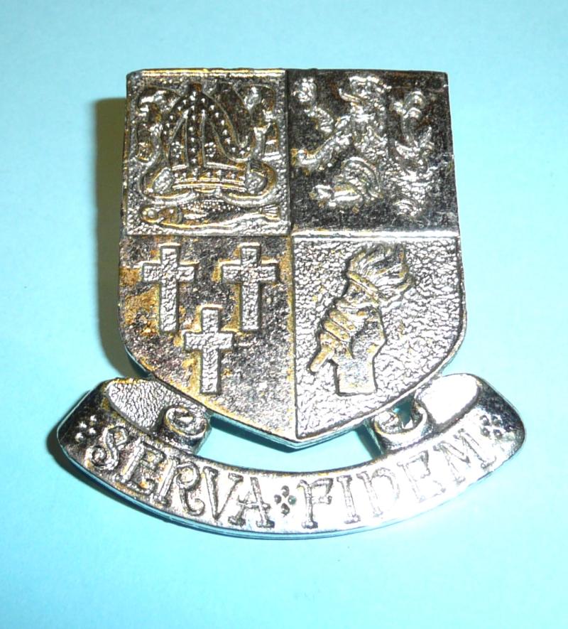 Scottish Glasgow Academy CCF Combined Cadet Force Old Pattern Chromed Cap Badge - as worn by the pipe band only!