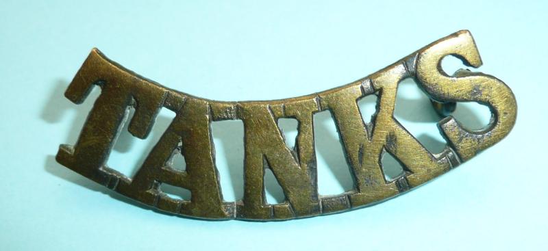 WW1 TANKS Tank Corps Brass Shoulder Title