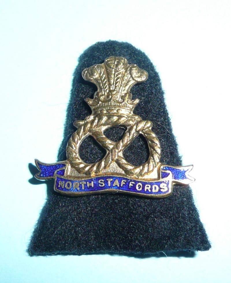 North Staffordshire Regiment Gilt Brass and Enamel Sweetheart Pin Brooch Badge