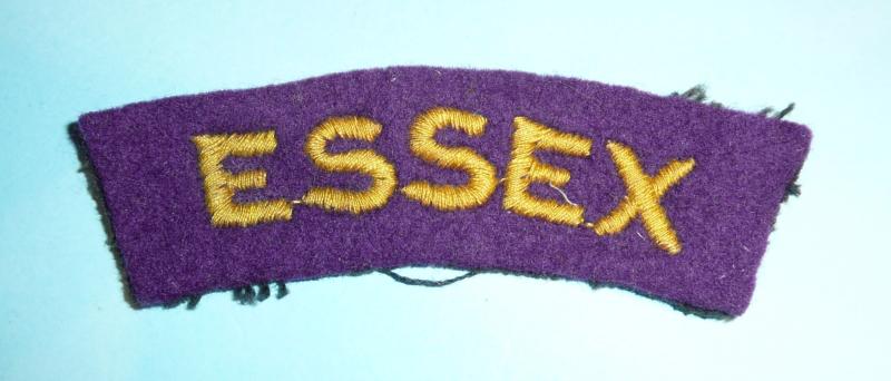 Essex Regiment Embroidered Yellow on Purple Felt Cloth Shoulder Title