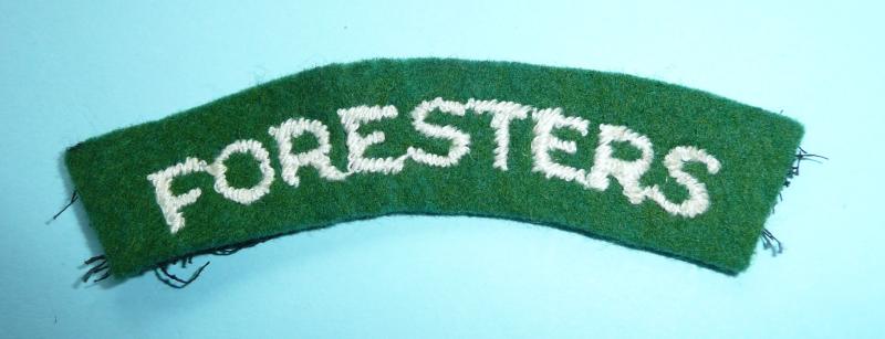 Foresters Embroidered White on Green Felt Cloth Shoulder Title