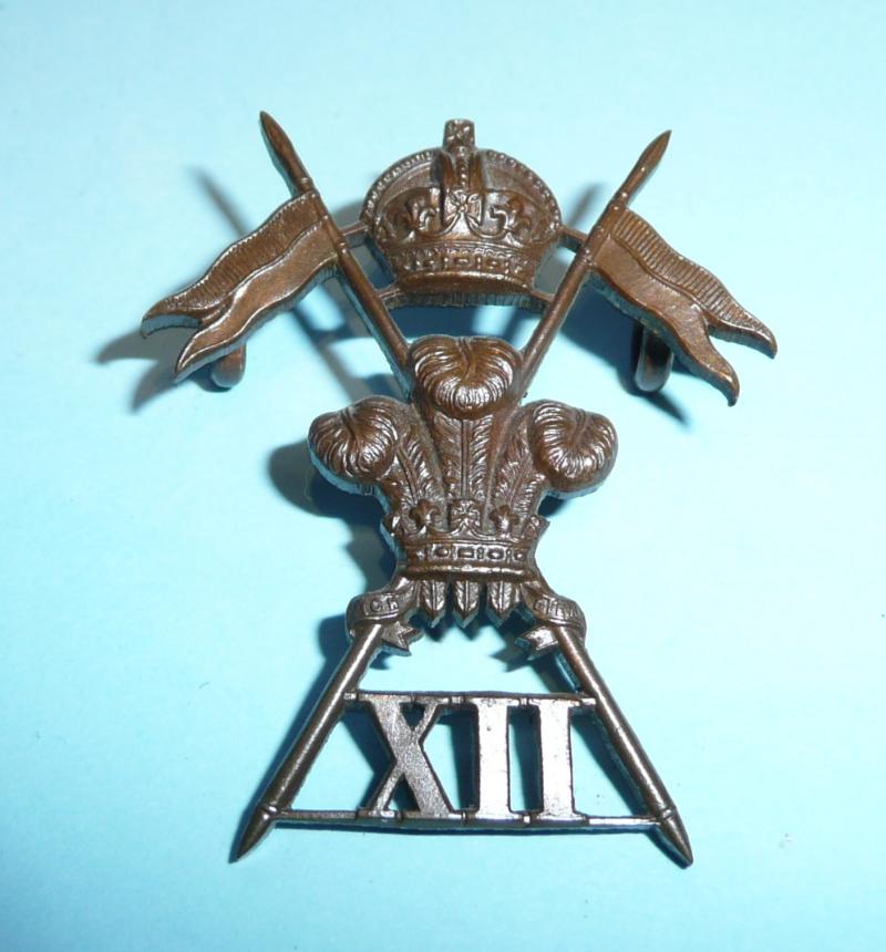 12th Lancers ( Prince of Wales's Royal ) Officer's OSD Bronze Collar Badge