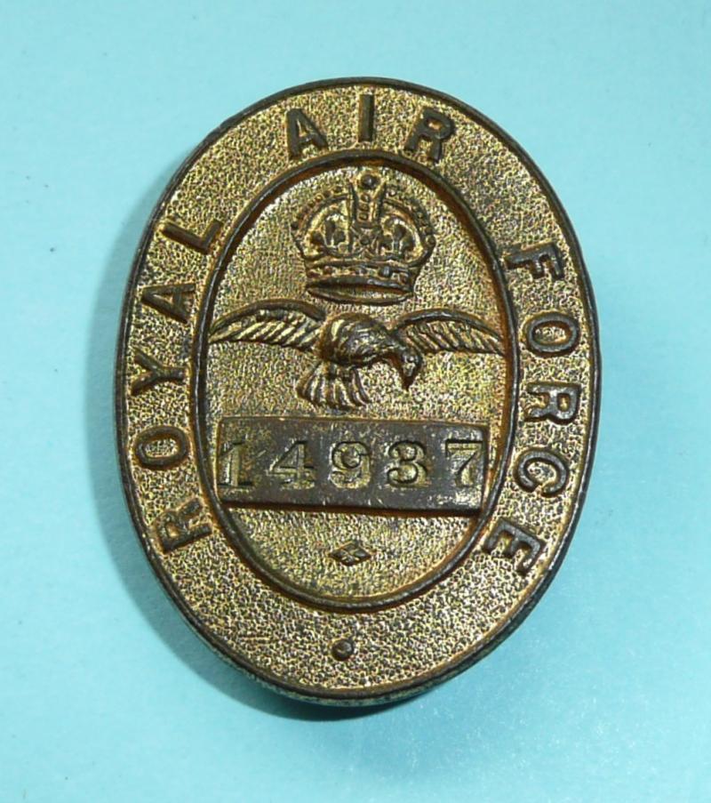 WW2 Royal Air Force Civilian Workers Brass Lapel Badge