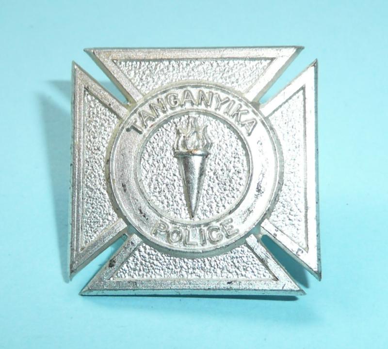 East Africa - Tanganyika Police Frosted Silver Plated Officers Collar Badge