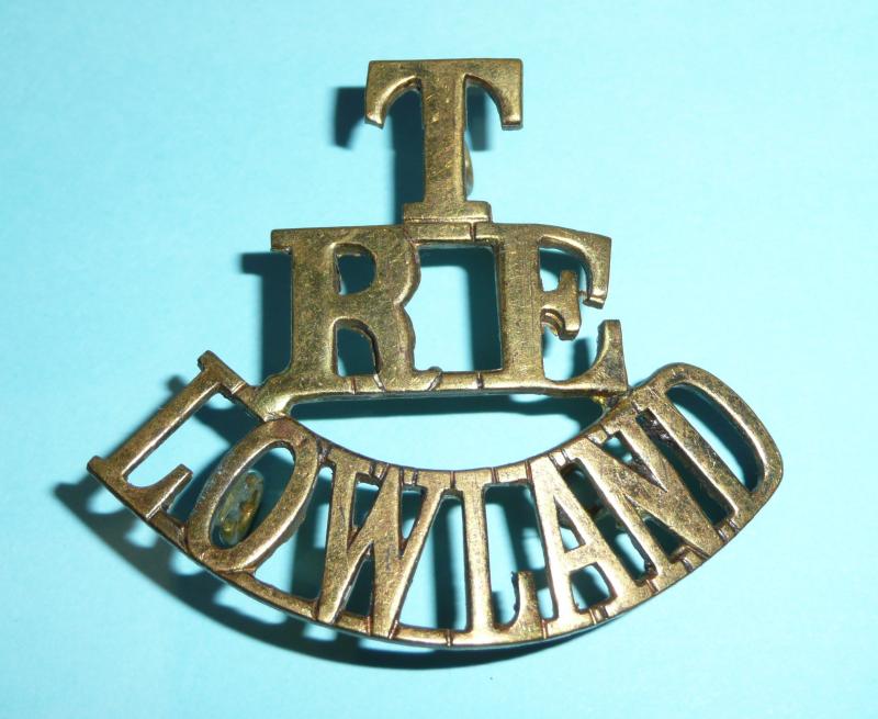 T / RE / Lowland (Scottish) One Piece Brass Shoulder Title