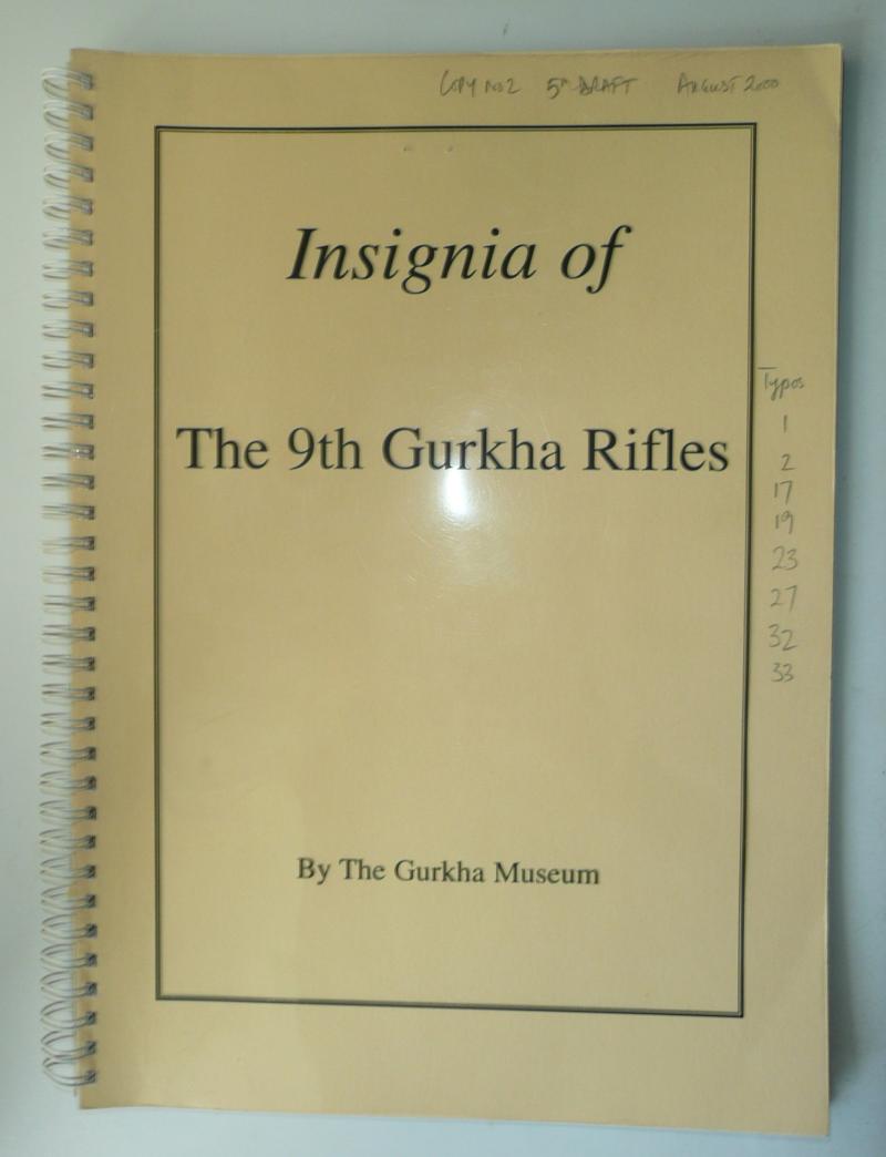 Insignia of the 9th Gurkha Rifles - Specialist Publication By the Gurkha Museum - Now out of Print