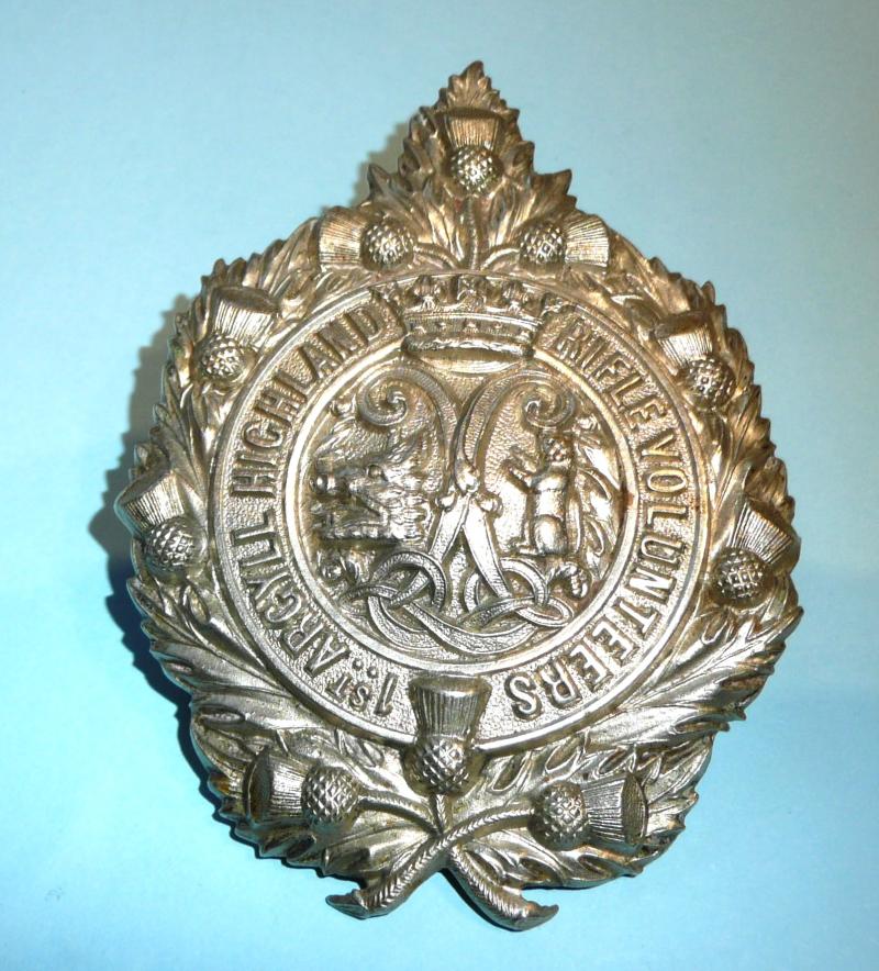 Victorian 1st Argyll Highland Rifle Volunteers Other Ranks White Metal Glengarry Badge, 1880 - 1887