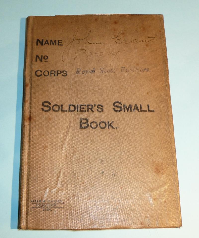 Edwardian British Army Soldiers Small Book (Army Form B50) - John Grant, Royal Scots Fusiliers (RSF) - 1904
