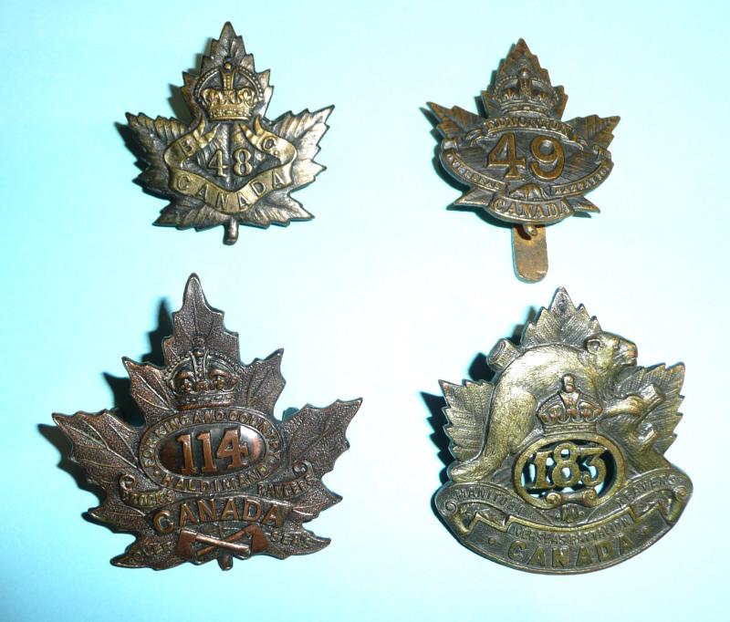 WW1 Canada - A lot of 4 Different CEF Cap Badges