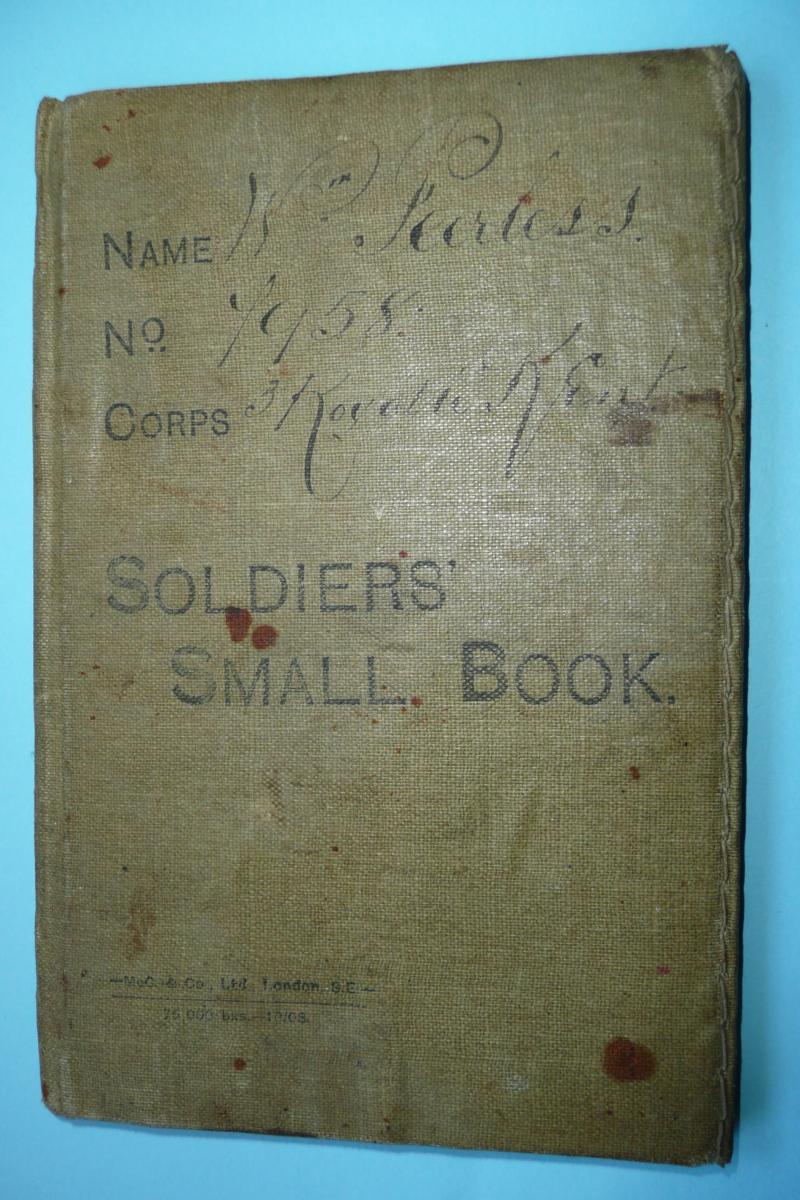 Edwardian British Army Soldiers Small Book (Army Form B50) - William Pearless  (3rd / Royal West Kent (Special Reserve) - 1909