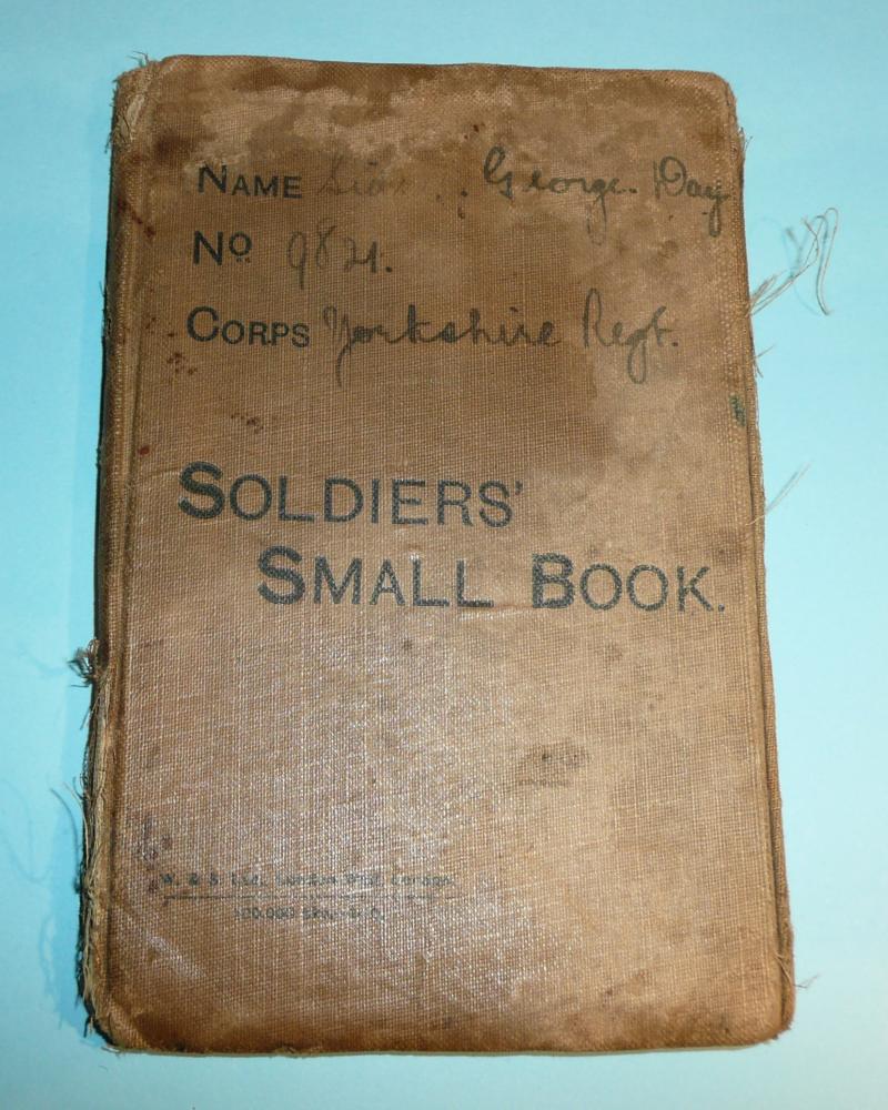 British Army Soldiers Small Book (Army Form B50) - Sidney George Day, Yorkshire Regiment (Green Howards) - 1910