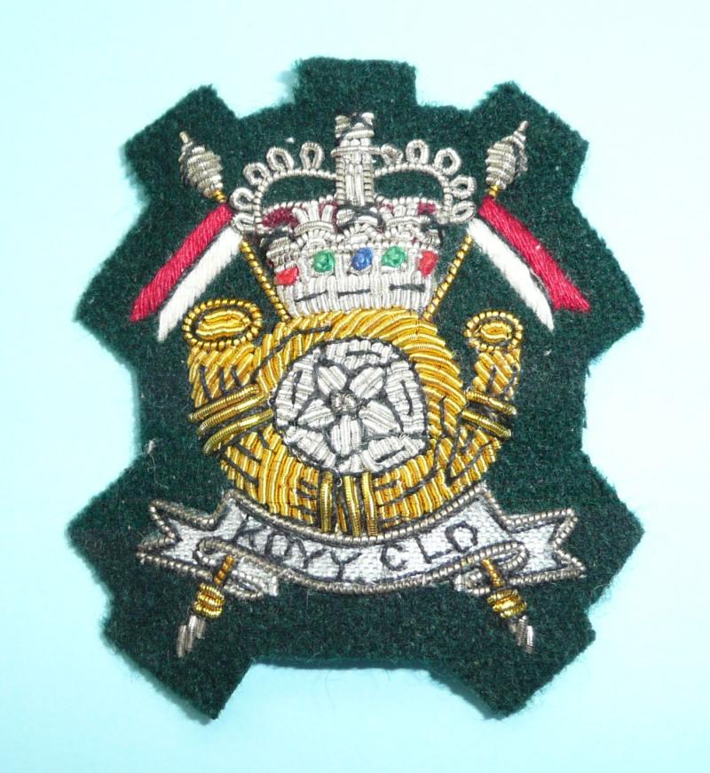 King's Own Yorkshire Yeomanry (Light Infantry)  Officer's Bullion Embroidered Beret Badge - RARE