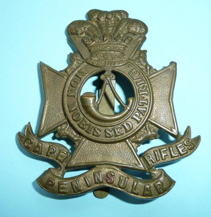 South Africa - Cape Peninsula Rifles (CPR) Gilding Metal Helmet Badge, Pagri Fitting