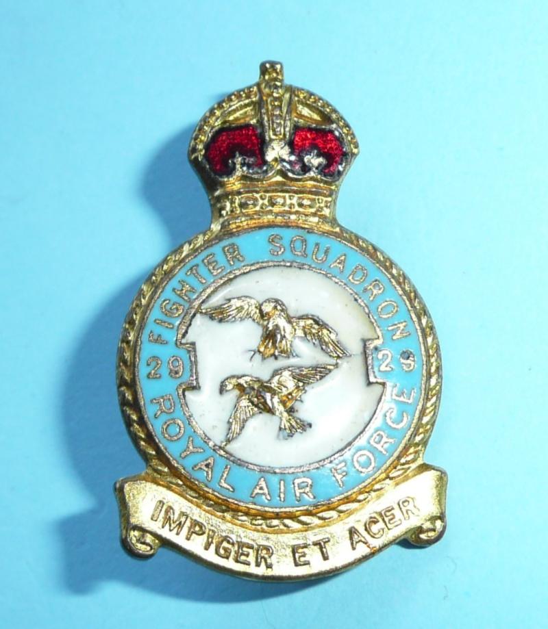 WW2 No 29 Fighter Squadron Enamel and Gilt Brass Sweetheart Pin Brooch Badge - Miller c1940s