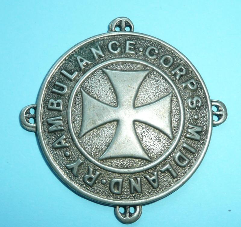 Midland Railway Ambulance Corps White Metal Arm Badge