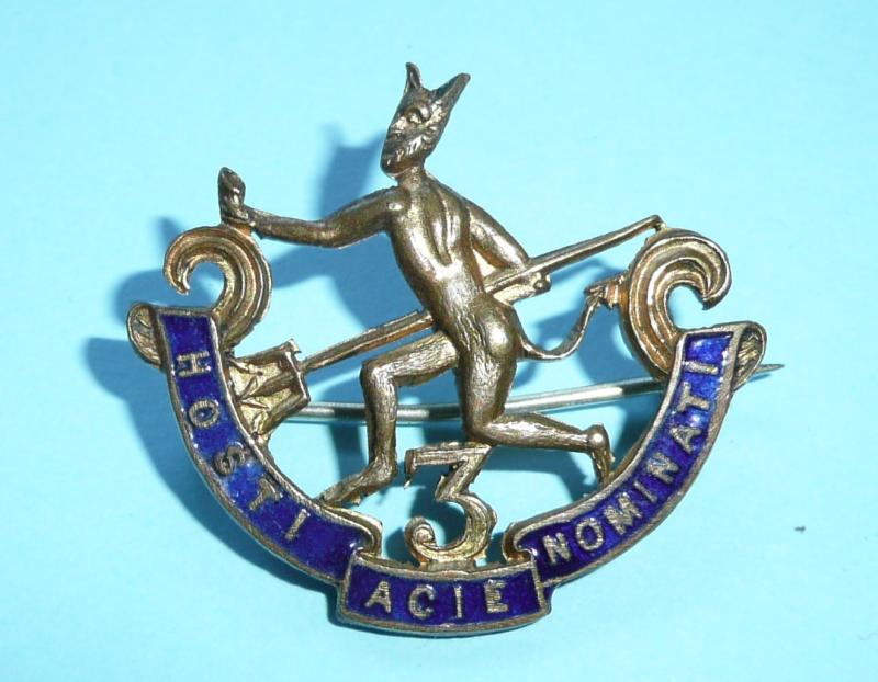 Canada WW1 - 144th Canadian Expeditionary Force CEF Infantry Battalion (3rd Battalion Winnipeg Rifles) (The Little Black Devils) Gilt and Enamel Sweetheart Pin Brooch Badge