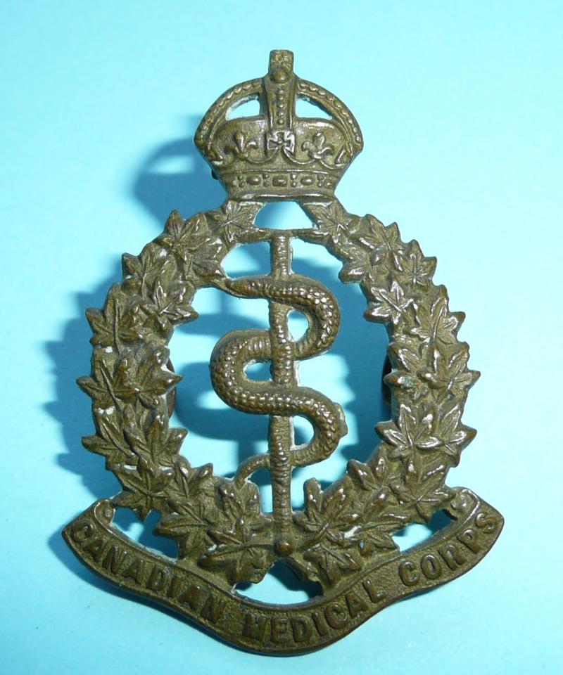 WW1 Canada - Canadian Medical Corps Other Ranks General Service Gilding Metal Cap Badge - Gaunt Montreal