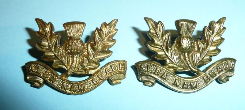 South African - 8th Infantry (Transvaal Scottish Volunteers) Pair of Gilding Metal Collar Badges
