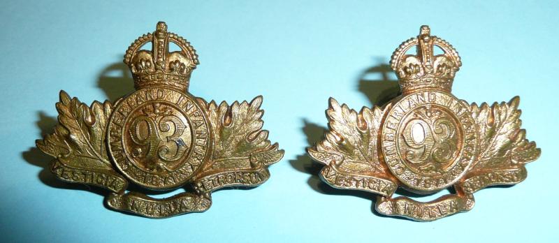 Canadian Militia - 93rd Cumberland Regiment  Pair Collar Badges
