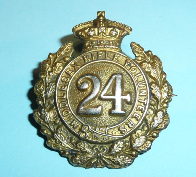 Victorian 24th Middlesex ( Post Office ) Rifle Volunteers Bi-metal collar badge
