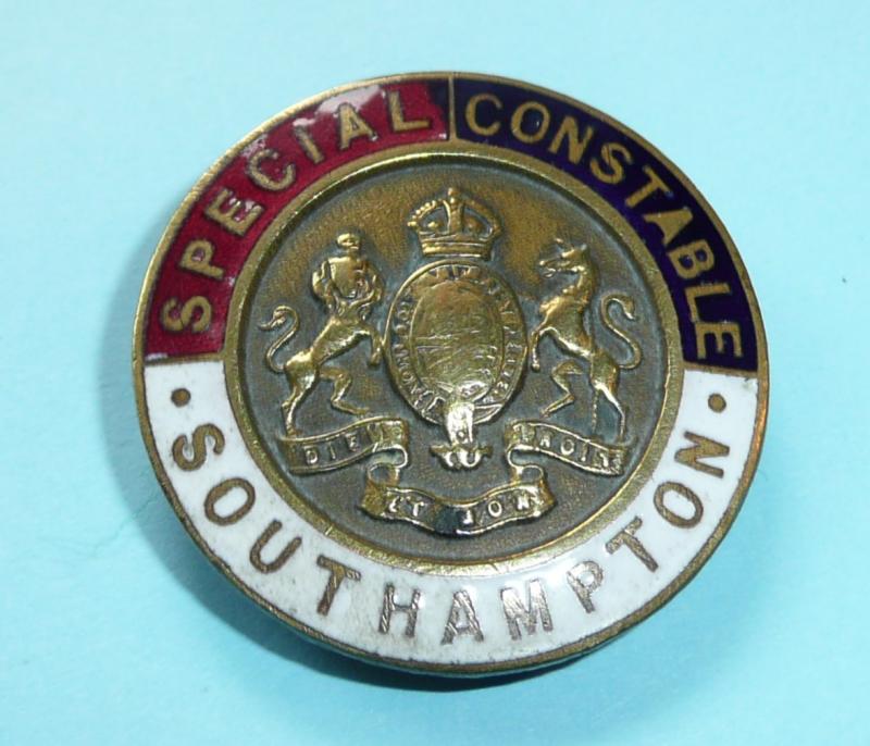 WW1 Southampton (Hampshire) Special Constable Constabulary Police Mufti Buttonhole Lapel Badge