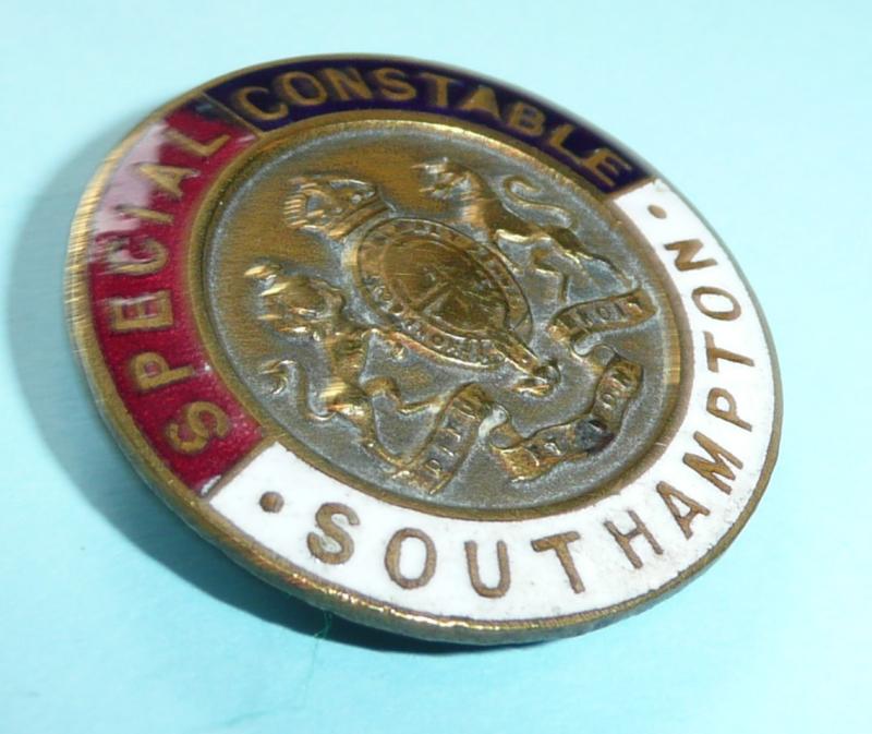 WW1 Southampton (Hampshire) Special Constable Constabulary Police Mufti Buttonhole Lapel Badge