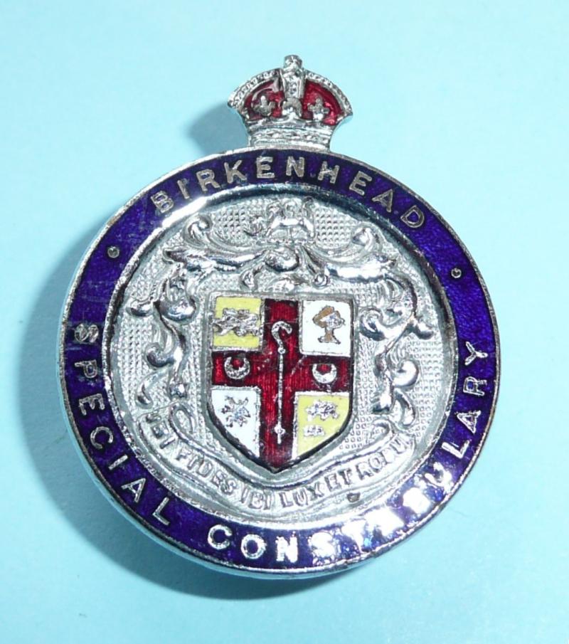 WW2 Birkenhead Borough Special Constable Constabulary Police Mufti Buttonhole Lapel Badge