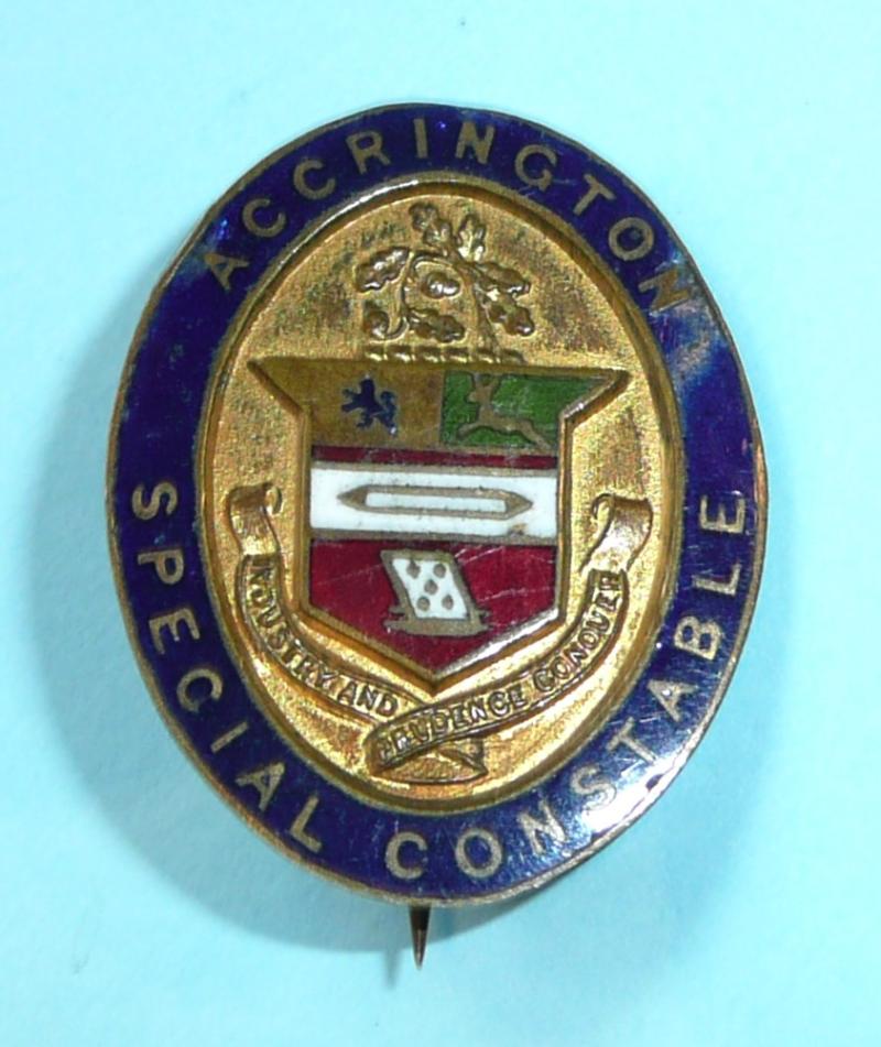 WW1 Accrington Borough Police (Lancashire) Special Constable Constabulary Gilt & Enamel Mufti Buttonhole Lapel Badge