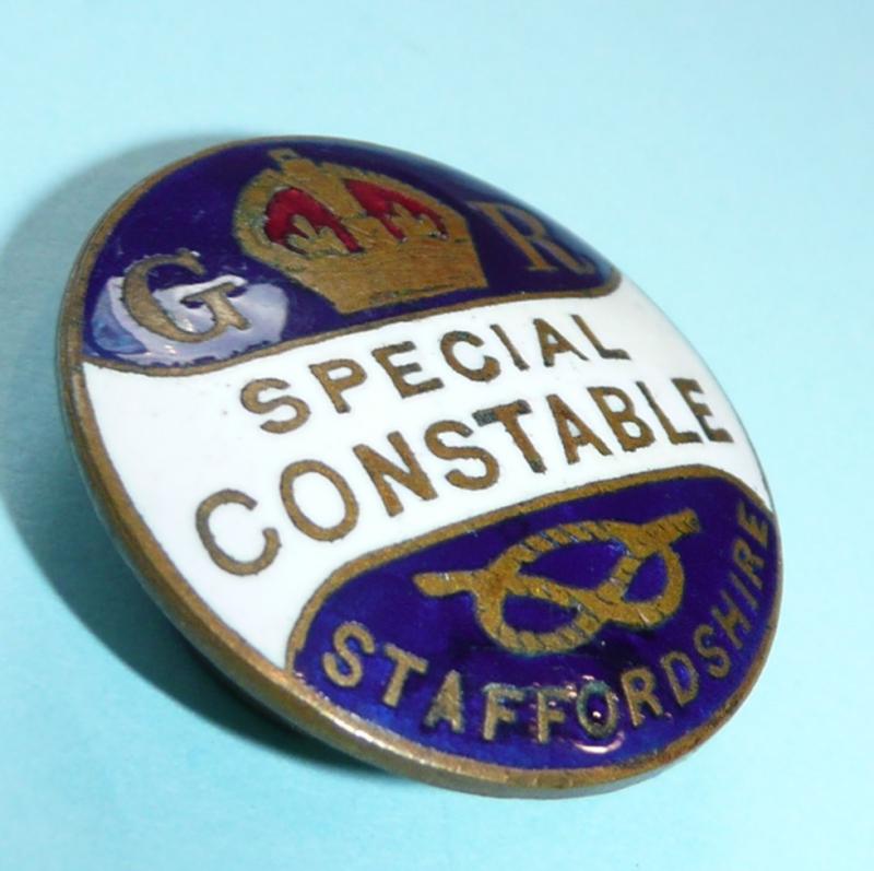 WW1 Staffordshire Special Constable Constabulary Police Mufti Buttonhole Lapel Badge