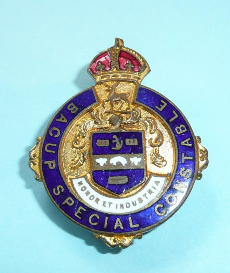 WW1 Era Bacup Borough (Lancashire) Special Constable Constabulary Police Mufti Buttonhole Lapel Badge
