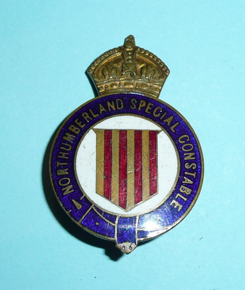 WW2 Northumberland Sergeants Special Constable Constabulary Police Gilt & Enamel Mufti Buttonhole Lapel Badge